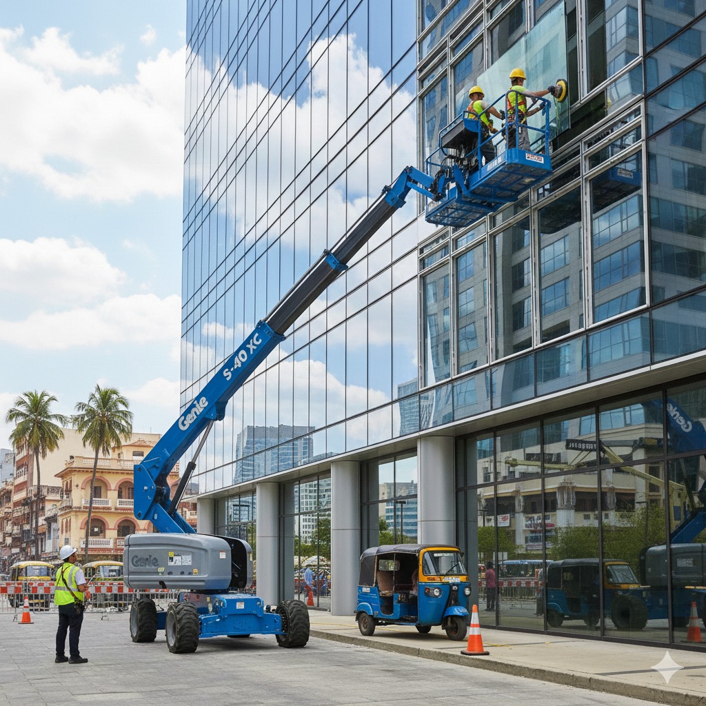 Operator with boom lift