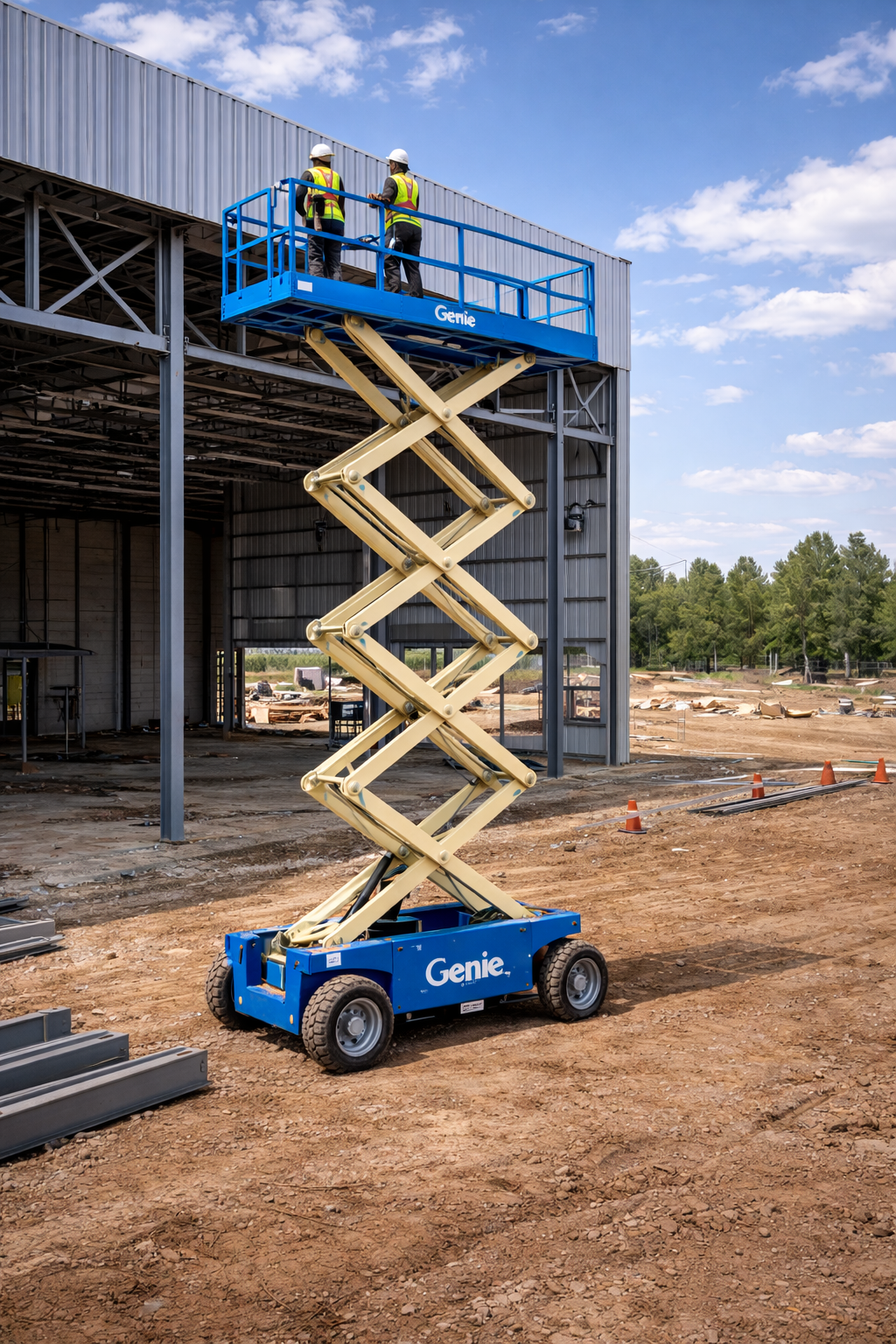 Scissor lift inside industrial facility